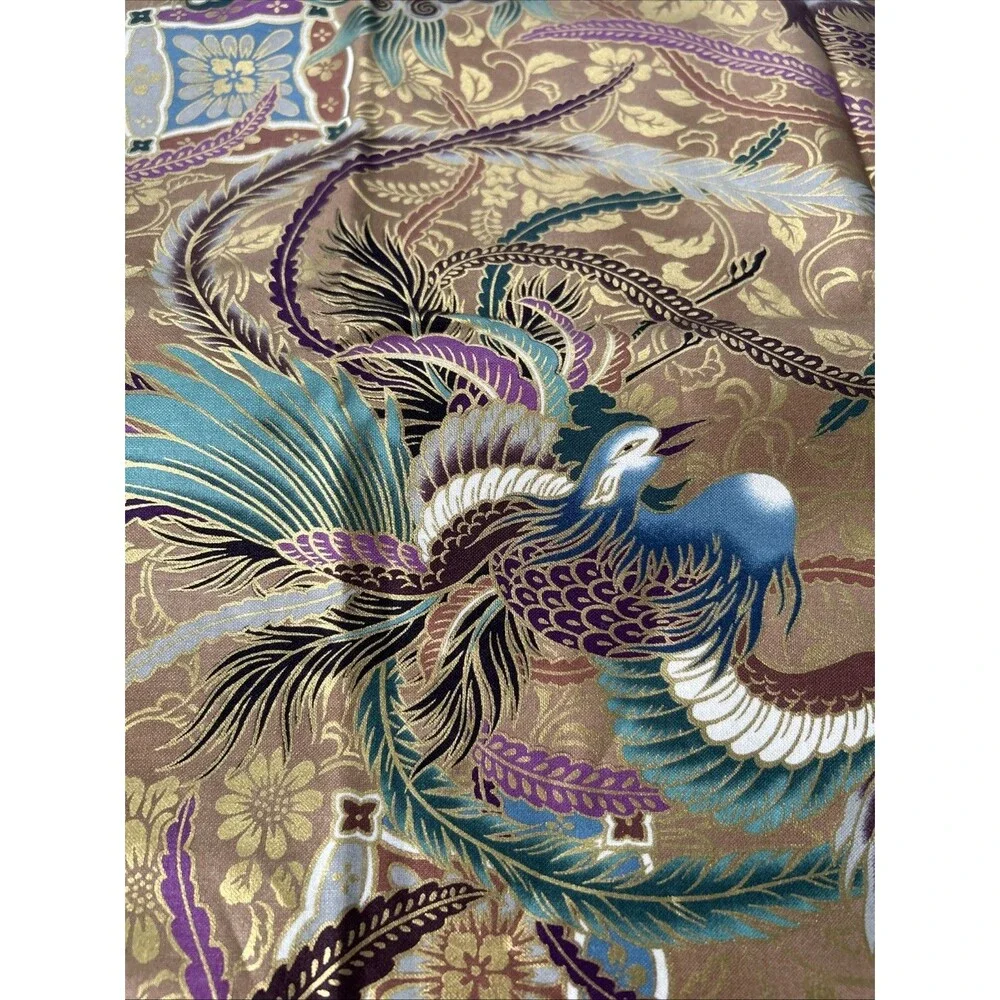 Quilt Gate Cotton Fabric Golden Dragon Phoenix Imperial Japanese Print 50